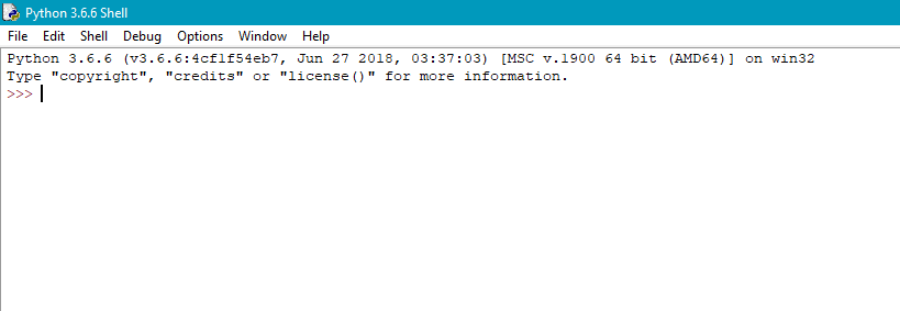 Image of the Python 3 Shell on Windows